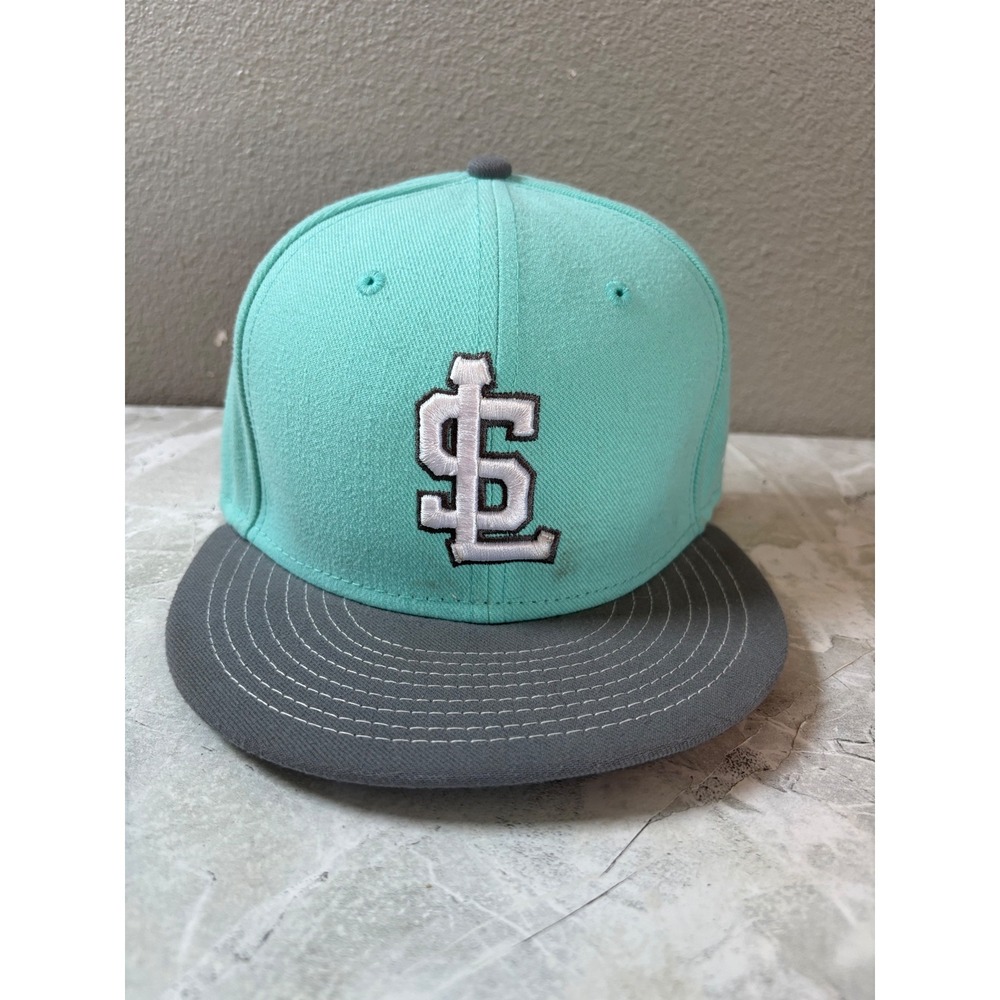 Men's Salt Lake Bees 7 3/8 Turquoise Gray Fitted Flat Brim MiLB New Era